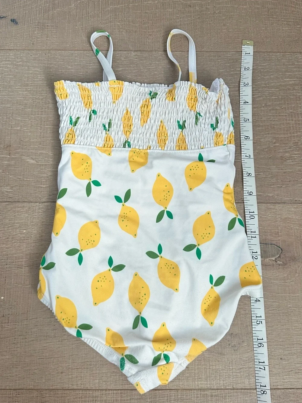 Hanna Andersson White One-Piece Swimsuit with Yellow Lemon Print